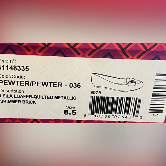 TORY BURCH Leila Quilted Metallic Flat, Size 8.5, Like New - Picture 8 of 9